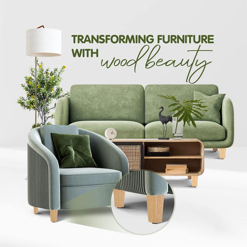 Yes4All 4.5 Inches Set 4 Square Wood Furniture Legs of - Wooden Replacement Feet for Couch, Bed, Bench - Adjustable