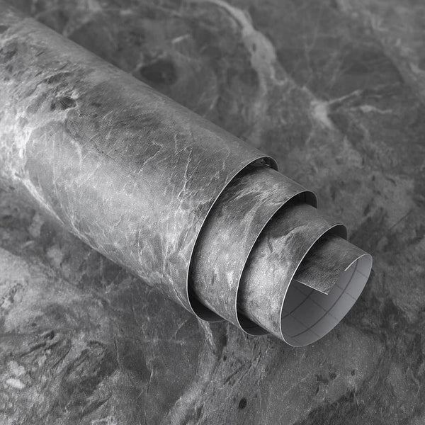Grey Marble Textured Wallpaper, Peel and Stick Gray Granite Contact Paper, 16x79 inch Waterproof Vinyl for Kitchen