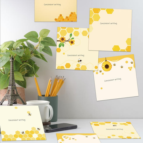 Bee Sticky Notes 9 Pieces, 3x3 Inch Cute Bee Note Pads for School Office Home Supplies