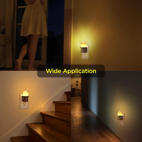 2-in-1 (4 Pack) 4 Pack) Plug in Night Light - Dual Mode: Sensor & Remote Control - Modern Farmhouse Black Candle Wall