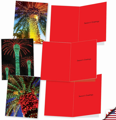 The Best Card Company - 20 Season's Greeting Cards (10 Designs, 2 Each) - Holiday Palms Assortment AM3273SGG-B2x10