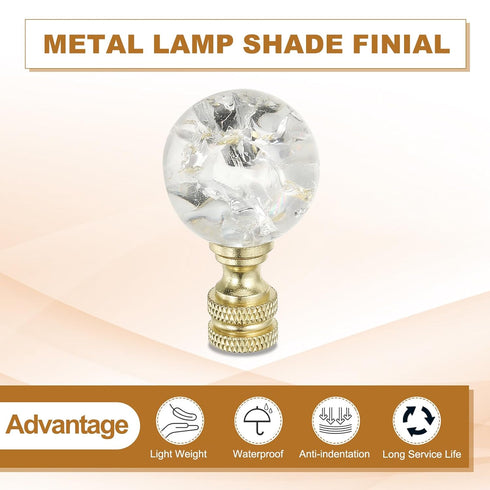 PATIKIL 1/4-27 2Pcs Lamp Finial Cap for Lampshade Harp Top, Cap Nut Screw Cap Knob Clear Crackle Ball Shaped Crystal