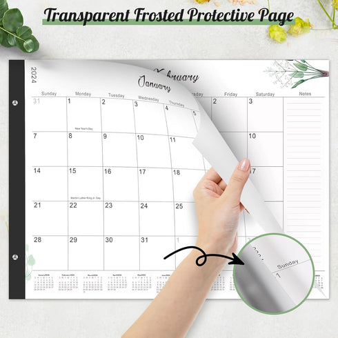 Gannyfer Large Desk Calendar 2024-2025 - 18 Month Calendar, 22" x 17" Desktop Pad for Home, School, Office