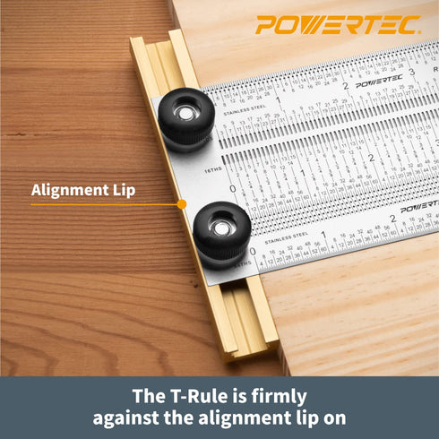 POWERTEC 6'' Precision Marking T-Square - T Rule w/Pencil for Measuring, Scribing, Woodworking & Crafting Tools