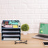 TecUnite 8 Pieces Stackable Blue Letter Trays for Desk, Rectangular Plastic File Organizer for Office Classroom Desktop