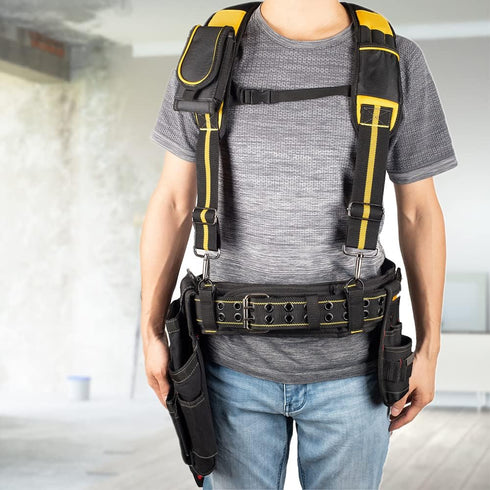3 Inch Padded Tool Belt, Heavy Duty Work Tool Belt for Comfort and Support (Yellow and Black)