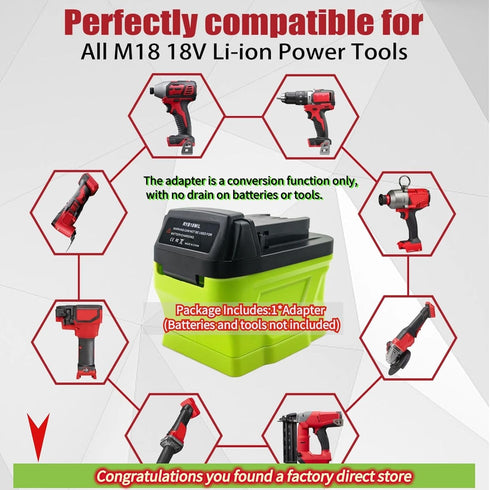 Battery Adapter Converter for Ryobi and Milwaukee, Replacement for Milwaukee 18V Cordless Power Tool