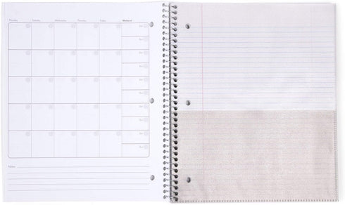 Mintra Office Durable Spiral Notebooks, 1 Subject, 3 Pack, College Ruled, 100 Sheets, Teal, Purple, White, Moisture
