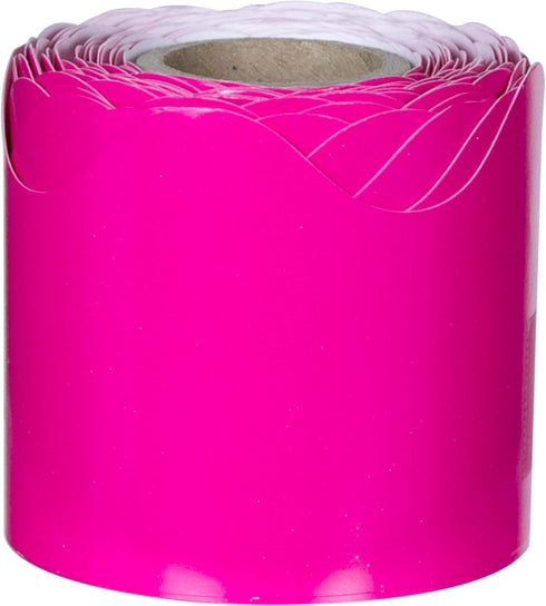 Carson Dellosa 36Ft of Hot Pink Bulletin Board Borders, 13 Strips of Scalloped Trim for Valentine's Day