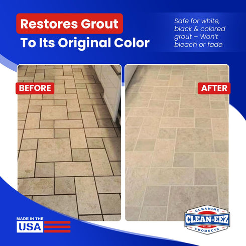 32 oz Clean-eez Grout-eez Tile Cleaner with Handheld Brush Heavy-Duty Stain Remover for Ceramic and Porcelain Surfaces