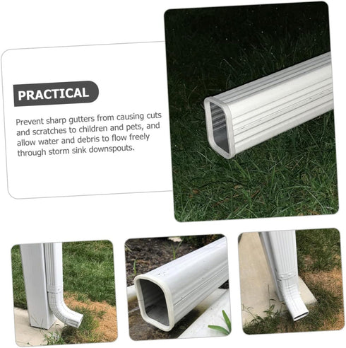 OSALADI 6 Pcs Gutter Cleaner - Drain Nozzle Sleeve, Gutter Brush, Downspout Guard, End Caps, White Metal Rubber