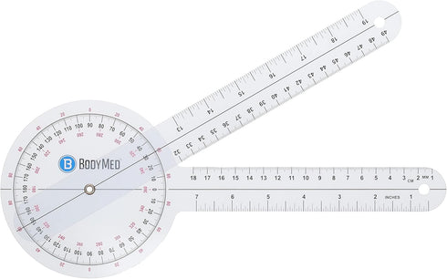 BodyMed 12 Inch Medical Spinal Goniometer Measurer, 360 ISOM Calibrated Scales for Physical Therapy Rehab & Recovery