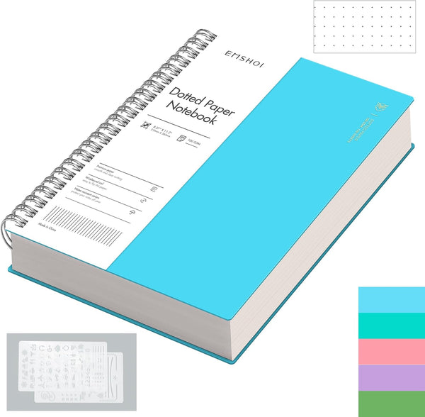 EMSHOI A4 Spiral Notebook - Bullet Dotted Journal, 11.2" X 8.27", 300 Pages, 100gsm Dot Grid Paper, Waterproof Softcover