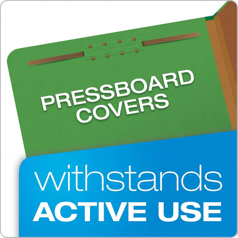Pendaflex Classification Folders, Standard, Dark Green, 3 Dividers, Embedded Fasteners, 2/5 Cut Tab, Letter, 10/BX