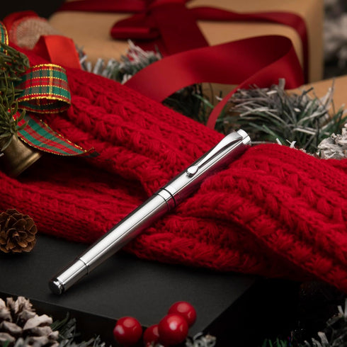 BEILUNER Silver Ballpoint Pens, Stainless Steel Body, Smooth Writing Experience, Dishwasher Safe Gift Box with Refill