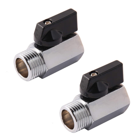 1/2" Brass Mini Ball Valve, NPT Female x Male Shut-Off Valve, Pack of 2