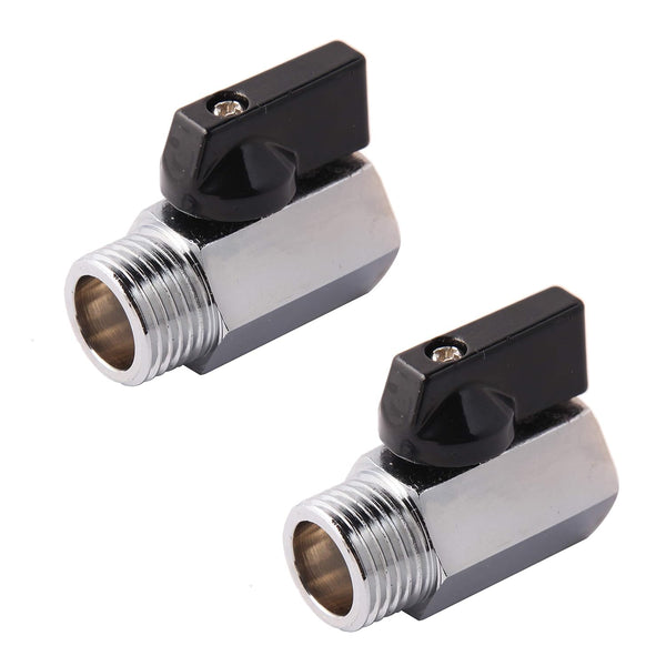 1/2" Brass Mini Ball Valve, NPT Female x Male Shut-Off Valve, Pack of 2