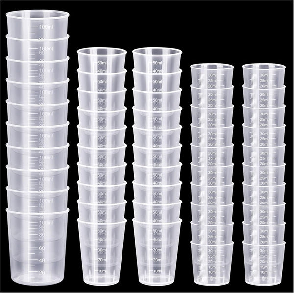 50 Pcs Plastic Measuring Cups, Resin Mixing Cups, Epoxy Mixing Cups, 30ml 50ml 100ml