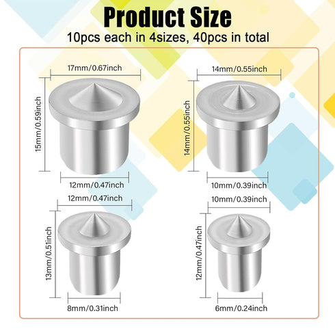 40pcs Dowel and Tenon Center Transfer Plugs Doweling Centering Pins Transfer Plugs 1/4", 5/16", 3/8" and 1/2" Set Drill Hole Tool in Case Doweling Centering Pins for Woodworking