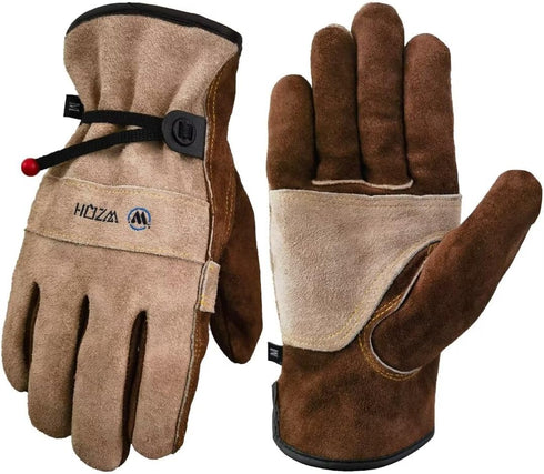 Leather Work Gloves for Men or Women, Large Gardening, Welding, Construction, Durable Cowhide