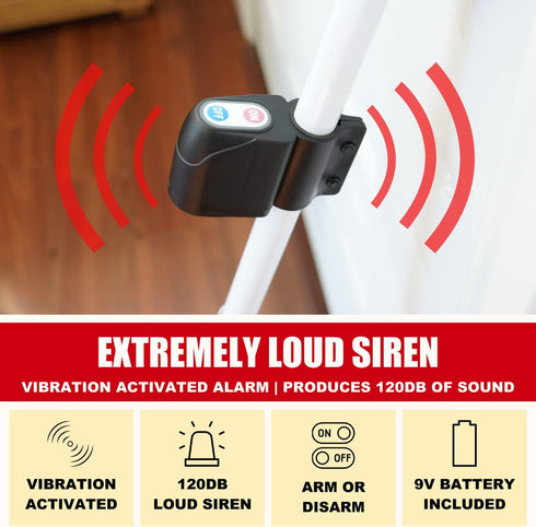 (120 Jammer Securityman Door Security Bar with Alarm | Sliding Door Security | Door Stopper dB Extra Loud Alarm) Enjoy