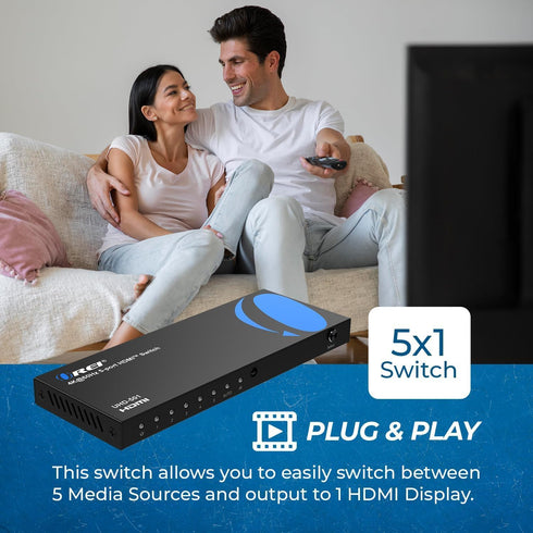 OREI 4K 5 1 4K@60hz Dolby, 3D 18Gbps PS5/4, HDMI Switch in Out HDMI Switch with Remote with HDR, DTS & - Switcher