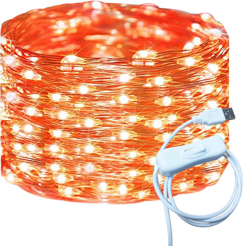 USB Fairy Lights 33 Ft 100 LED String Lights with ON/Off Switch, Waterproof Copper Wire for Crafts, Christmas