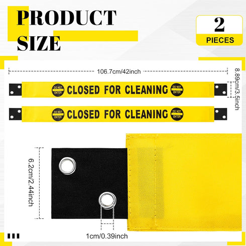 2 Pcs Closed for Cleaning Sign with Magnetic Ends Nylon Bathroom Restroom Signs Do Not Enter Magnetic Signs with 8 Suction Cup Hanger Banner for Door (English) by Barydat