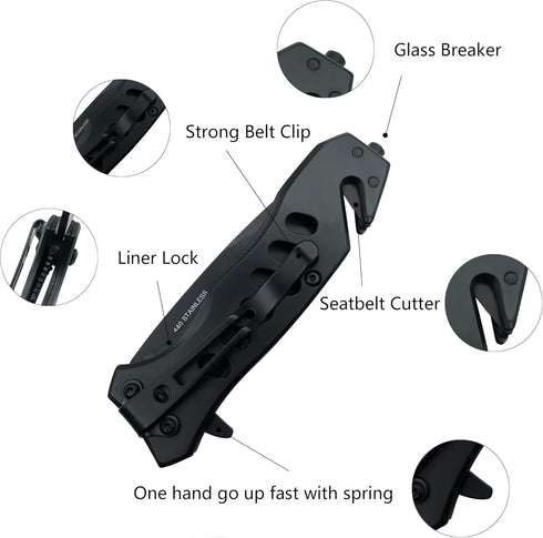 ALBATROSS EDC Cool Sharp Tactical Folding Pocket Knife,SpeedSafe Spring Assisted Opening Knifes with Liner Lock,Pocketclip,Glass Breaker,Seatbelt Cutter by ALBATROSS