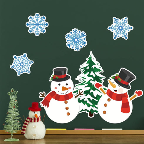 Whaline 82Pcs Winter Bulletin Board Decoration Set - Snowman, Snowflake, Penguin Cutouts for Xmas Holiday Decor
