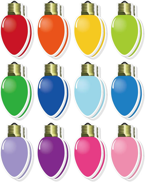 Whaline 24Pcs Christmas Sticky Note, 12 Designs Colorful Xmas Bulb Shape Self-Stick Notepads for Work Study