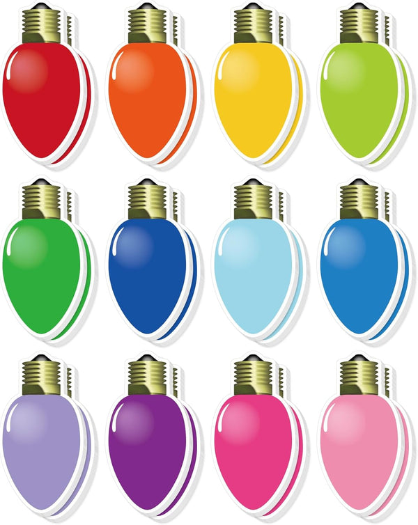 Whaline 24Pcs Christmas Sticky Note, 12 Designs Colorful Xmas Bulb Shape Self-Stick Notepads for Work Study