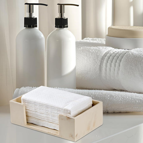 Polytree Countertop 10"L 6"W Marble Beige Napkin Holder for Bathroom, Paper Towel Dispenser for Kitchen, x
