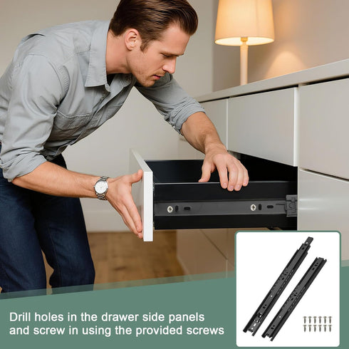 13 1.5 Inch 2Pcs PATIKIL x Drawer Slides, Steel Full Extension Ball Bearing Side Mounted Rails with Mounting Screws