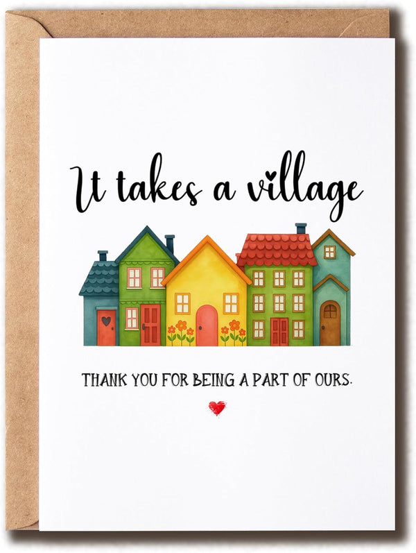NKPDesigns It Takes A Village Card - Thank You - Cute Appreciation Card