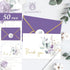 50 Pack 4 6 Inch JarThenaAMCS Greenery Floral Thank You Cards Boxed Purple Flower Greeting Cards with Envelope Sticker