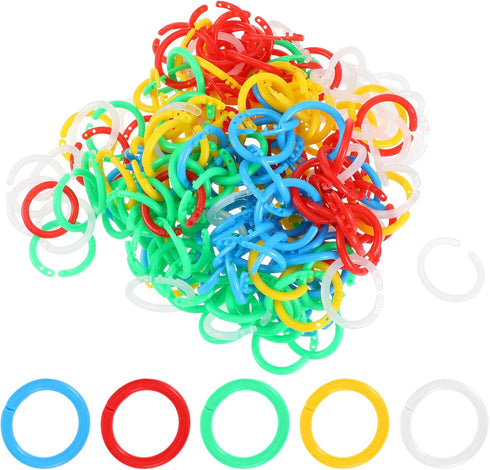 Yuanchu 200 Pcs Loose Leaf Binder Rings, 0.8 Inch Colorful Book Plastics Notebook