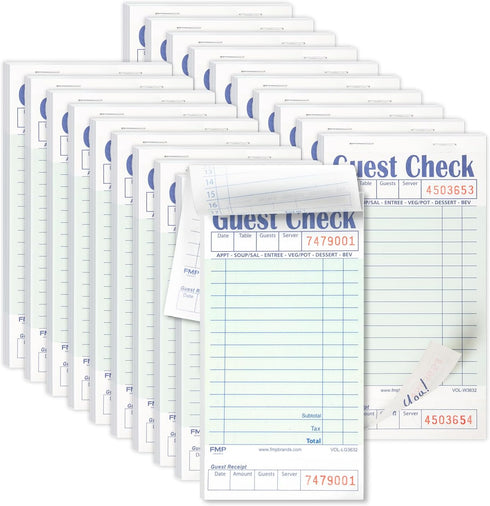 FMP Brands Guest Check Books for Servers, Server Note Pads Paper, Total