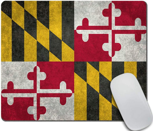 Maryland State Flag Vintage Aged American Flags Pattern Mousepad, Rubber Gaming Mat 9.5 X 7.9 Inch