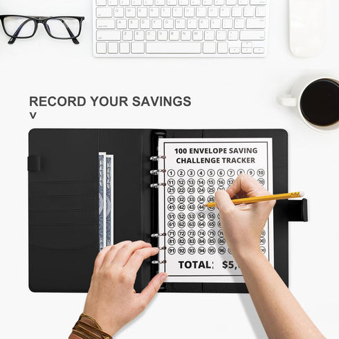 Money Saver Budget Binder Book with Pouches, 100 Envelope Challenge Binder with Numbers, A5 Money Budget Envelopes for