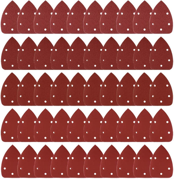 Coceca Assorted Sandpaper Sanding Pads for Mouse Detail Sander, 50pcs 40 80 120 180 240 Grits