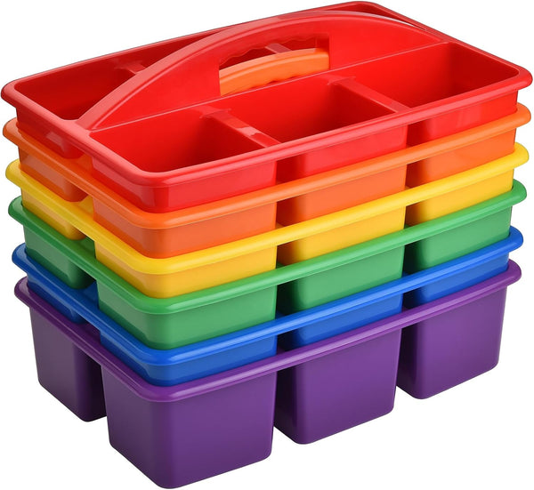 ALINK Plastic Classroom Caddy with 6 Compartments, 6-Pack Teacher Supply Storage Caddy