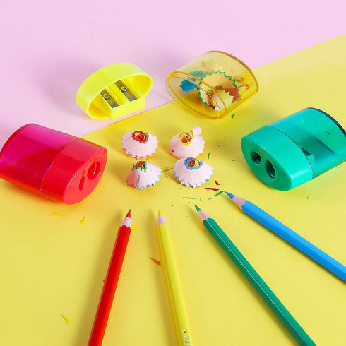 KIDMEN 2 Holes Pencil Sharpener,Pencil Sharpener for Kids,Pencil Sharpener Handheld-12 Pack by KIDMEN
