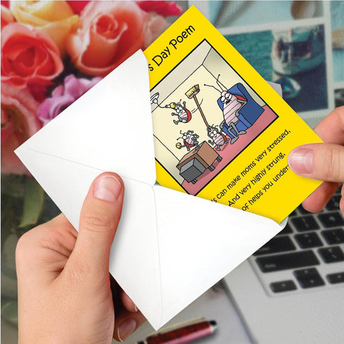 NobleWorks - Happy Mother's Day Card with Funny Cartoon Humor and Envelope, Moms Day Poem 0045