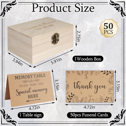 50 Share A Memory Card for Celebration of Life Decorations- Pcs Memory Cards with Wooden Box for Funeral Graduation