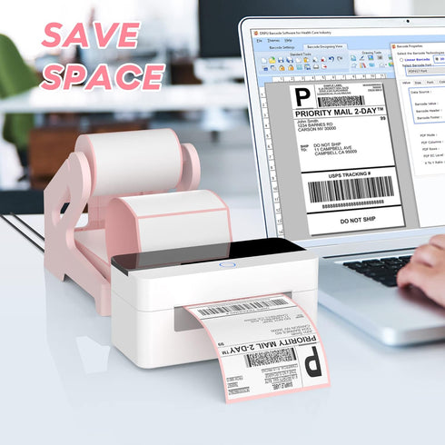 Thermal Label Holder - Desktop Printer Accessory for Rolls and Fanfold Labels, Shipping Label Stand for Home Office