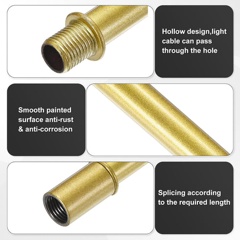 M METERXITY 4-Set 150mm(5.91") M10 Straight Pipe Lamp Stem Kit, Long Double End Thread Rod W/Coupling Sleeve Nuts