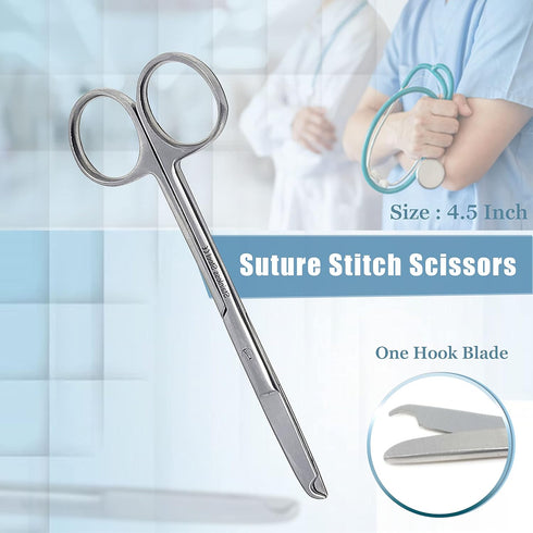 Premium A2ZSCILAB 5 Pieces Veterinary Needle Holder, Scissors, Hemostat Forceps, Tweezers Instruments