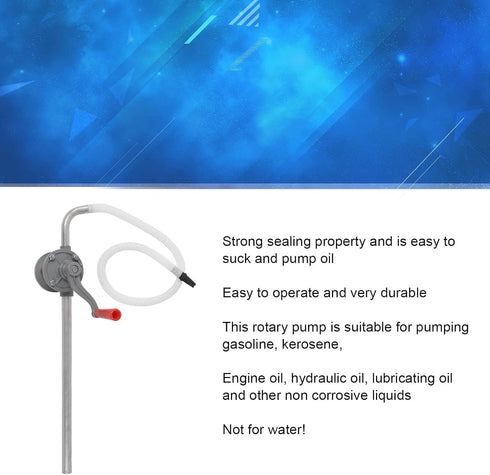 Rotary Hand Oil Transfer Pump, Portable Oil Pump for Gasoline and Kerosene, Hand Fuel Pump with Clockwise Rotation