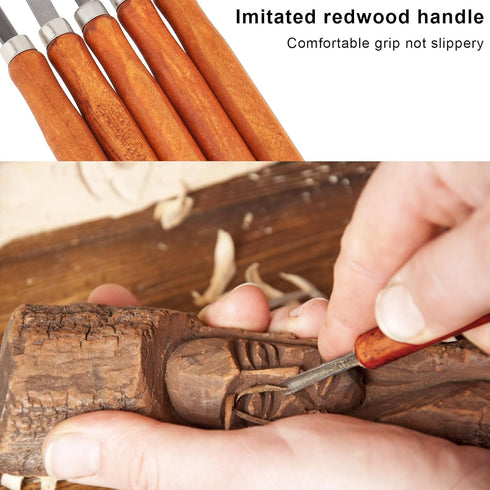 5 Pcs Wood Carving Knife Set, Wood Turning Tools HSS Blades and Quality Wood Handle, Hand Carving Tool Set Wood Lathe Chisel Set for DIY Sculpture Carpenter Experts & Beginners by Omninmo